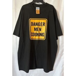 1996 Vtg Graphic Danger Men Cooking Black T Shirt Size XL  GildanTag Ande Rooney